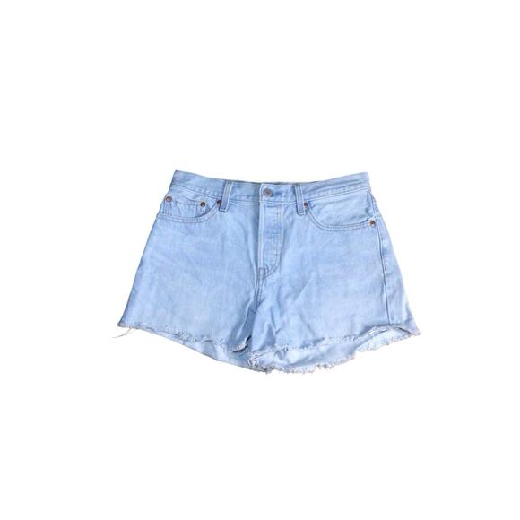 Levi's Premium Shorts Womens 28 Wedgie Short Light Denim Distressed Button Fly - Picture 1 of 9